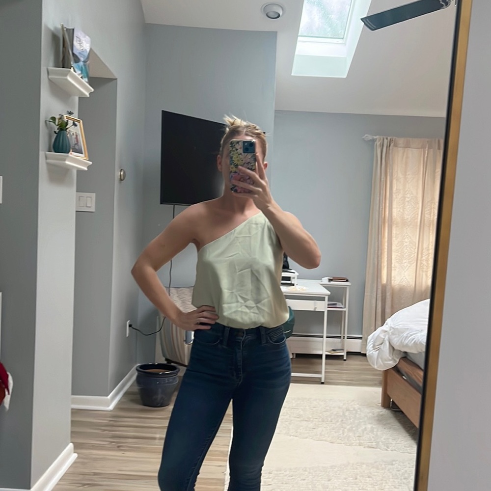 Light like green one shoulder bodysuit